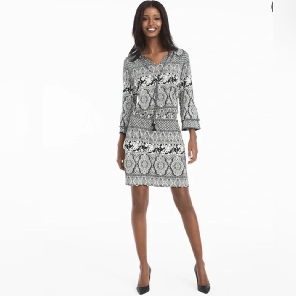 Whit House Black Market, Black and White Patterned Dress Size: 14